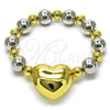 Pulsera Elegante 03.341.0219.2.08 Oro Laminado, Diseño de Corazón y Hueco, Pulido, Dos Tonos (12 MM Thickness, 8 Inches Length)