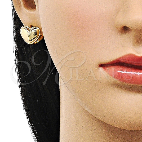 Argolla Huggie 02.195.0283.14 Oro Laminado, Diseño de Corazón, Pulido, Tono Dorado
