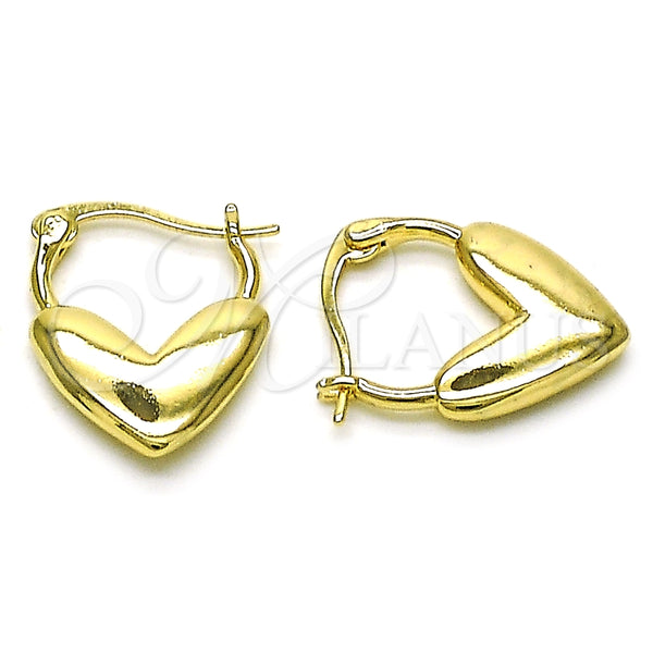 Argolla Mediana 02.195.0285.16 Oro Laminado, Diseño de Corazón, Pulido, Tono Dorado
