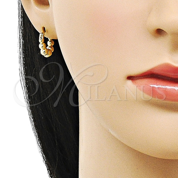 Argolla Pequeña 02.195.0287.16 Oro Laminado, Diseño de Bola, Pulido, Tono Dorado
