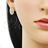 Arete Dormilona 02.196.0132 Oro Laminado, Diseño de Guadalupe, Diamantado, Tres Tonos