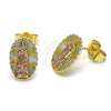 Arete Dormilona 02.196.0132 Oro Laminado, Diseño de Guadalupe, Diamantado, Tres Tonos