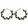 Argolla Grande 02.196.0114.3.50 Oro Laminado, Diseño de Torcido, con Negro Cristal, Pulido, Tono Dorado