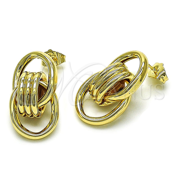 Arete Dormilona 02.196.0152 Oro Laminado, Diseño de Hueco, Pulido, Tono Dorado