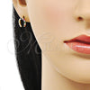Arete Dormilona 02.196.0159 Oro Laminado, Diseño de Herradura, con Multicolor Zirconia Cubica, Pulido, Tono Dorado
