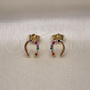 Arete Dormilona 02.196.0159 Oro Laminado, Diseño de Herradura, con Multicolor Zirconia Cubica, Pulido, Tono Dorado