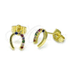 Arete Dormilona 02.196.0159 Oro Laminado, Diseño de Herradura, con Multicolor Zirconia Cubica, Pulido, Tono Dorado