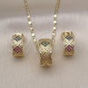 Juego de Arete y Dije de Adulto 10.196.0160 Oro Laminado, con Multicolor Micro Pave, Pulido, Tono Dorado