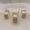 Juego de Arete y Dije de Adulto 10.196.0160.1 Oro Laminado, con Blanca Micro Pave, Pulido, Tono Dorado