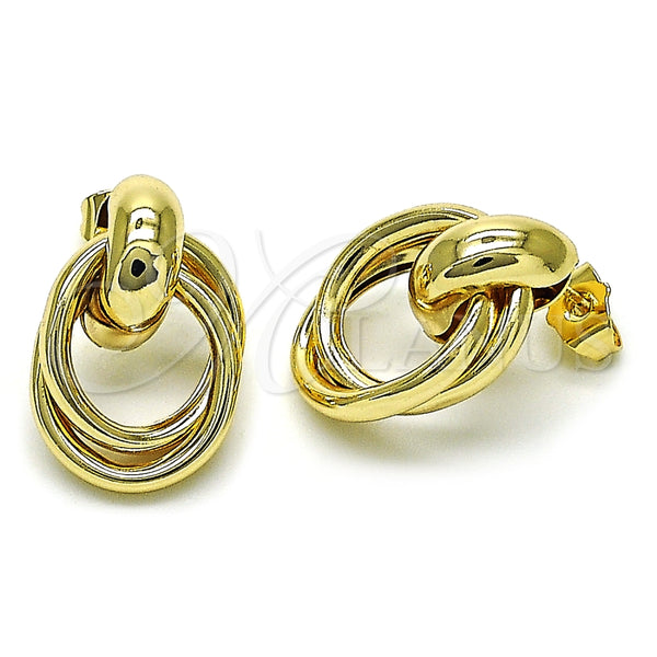 Arete Dormilona 02.196.0174 Oro Laminado, Diseño de Nudo, Pulido, Tono Dorado