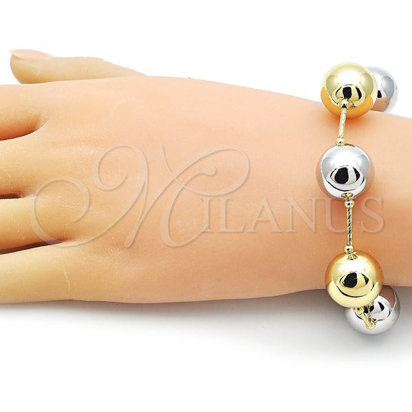Pulsera Elegante 03.341.0222.08 Oro Laminado, Diseño de Bola y Hueco, Pulido, Dos Tonos (16 MM Thickness, 8 Inches Length)
