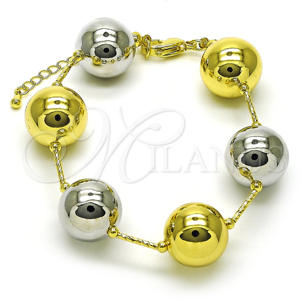 Pulsera Elegante 03.341.0222.08 Oro Laminado, Diseño de Bola y Hueco, Pulido, Dos Tonos (16 MM Thickness, 8 Inches Length)