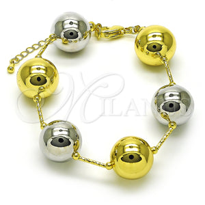 Pulsera Elegante 03.341.0222.08 Oro Laminado, Diseño de Bola y Hueco, Pulido, Dos Tonos (16 MM Thickness, 8 Inches Length)