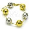 Pulsera Elegante 03.341.0222.08 Oro Laminado, Diseño de Bola y Hueco, Pulido, Dos Tonos (16 MM Thickness, 8 Inches Length)