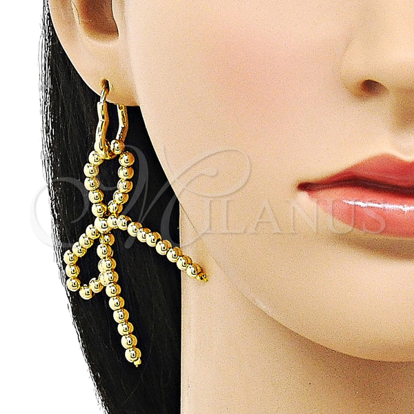 Arete Colgante 02.341.0194.1 Oro Laminado, Diseño de Arco y Corazón, Pulido, Tono Dorado