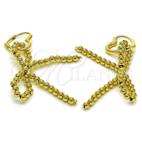 Arete Colgante 02.341.0194.1 Oro Laminado, Diseño de Arco y Corazón, Pulido, Tono Dorado