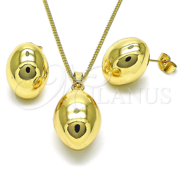 Juego de Arete y Dije de Adulto 10.163.0012 Oro Laminado, Diseño de Bola y Hueco, Pulido, Tono Dorado