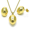 Juego de Arete y Dije de Adulto 10.163.0012 Oro Laminado, Diseño de Bola y Hueco, Pulido, Tono Dorado