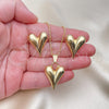 Juego de Arete y Dije de Adulto 10.163.0014 Oro Laminado, Diseño de Corazón y Hueco, Pulido, Tono Dorado