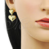 Arete Dormilona 02.341.0202 Oro Laminado, Diseño de Corazón, Pulido, Tono Dorado
