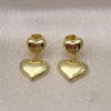 Arete Dormilona 02.341.0202 Oro Laminado, Diseño de Corazón, Pulido, Tono Dorado