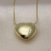 Collares con Dije 04.341.0121.20 Oro Laminado, Diseño de Corazón y Hueco, Pulido, Tono Dorado (Grosor 01 MM, 20 Pulgadas de Largo)