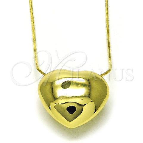 Collares con Dije 04.341.0121.20 Oro Laminado, Diseño de Corazón y Hueco, Pulido, Tono Dorado (Grosor 01 MM, 20 Pulgadas de Largo)