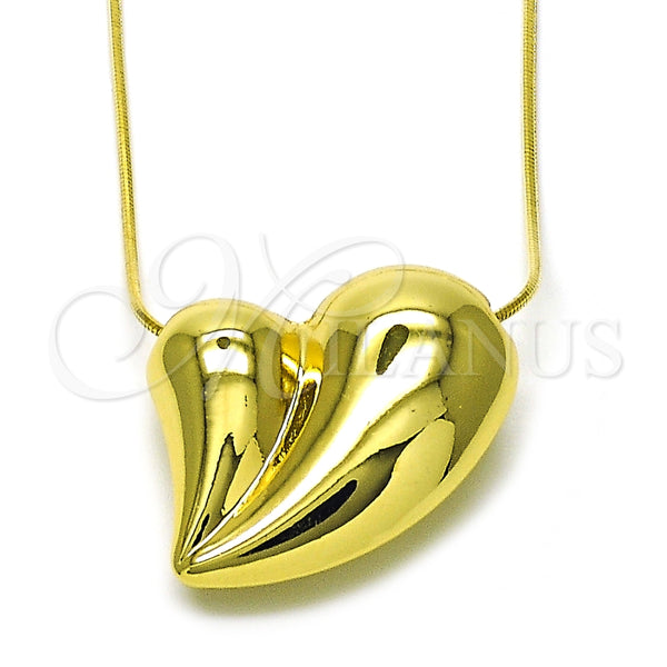 Collares con Dije 04.341.0122.20 Oro Laminado, Diseño de Corazón y Hueco, Pulido, Tono Dorado (01 MM Thickness, 20 Inches Length)