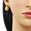 Arete Dormilona 02.163.0321 Oro Laminado, Diseño de Gota y Hueco, Pulido, Tono Dorado