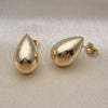 Arete Dormilona 02.163.0321 Oro Laminado, Diseño de Gota y Hueco, Pulido, Tono Dorado
