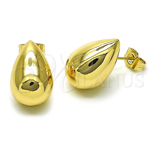 Arete Dormilona 02.163.0321 Oro Laminado, Diseño de Gota y Hueco, Pulido, Tono Dorado