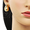 Arete Dormilona 02.163.0322 Oro Laminado, Diseño de Gota y Hueco, Pulido, Tono Dorado