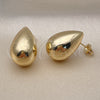 Arete Dormilona 02.163.0322 Oro Laminado, Diseño de Gota y Hueco, Pulido, Tono Dorado