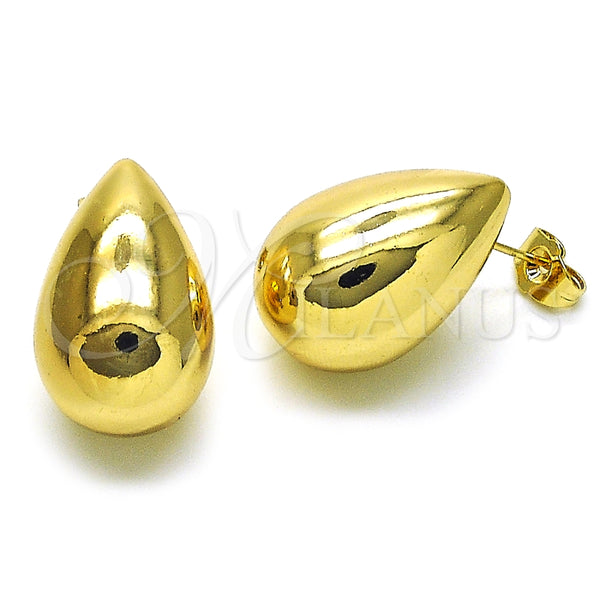 Arete Dormilona 02.163.0322 Oro Laminado, Diseño de Gota y Hueco, Pulido, Tono Dorado