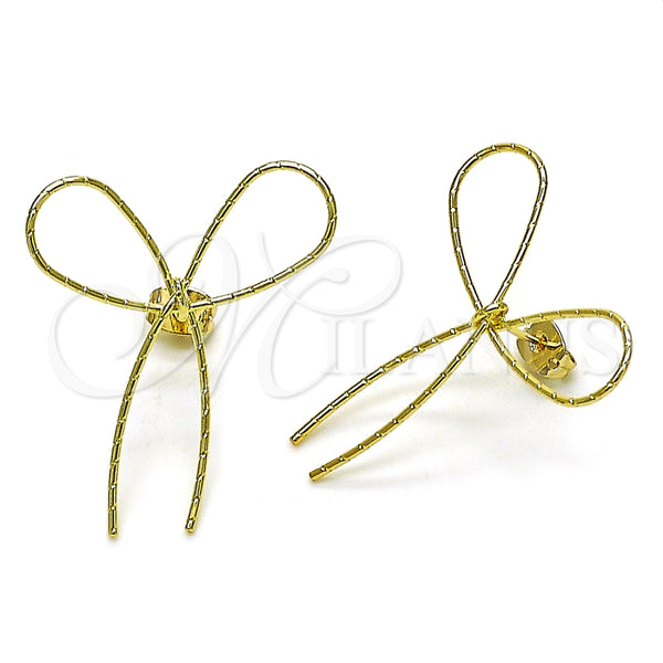 Arete Dormilona 02.213.0665 Oro Laminado, Diseño de Arco, Diamantado, Tono Dorado