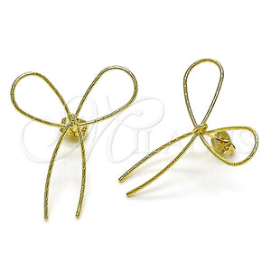 Arete Dormilona 02.213.0665 Oro Laminado, Diseño de Arco, Diamantado, Tono Dorado