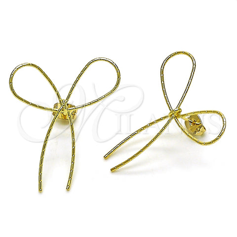 Arete Dormilona 02.213.0665 Oro Laminado, Diseño de Arco, Diamantado, Tono Dorado