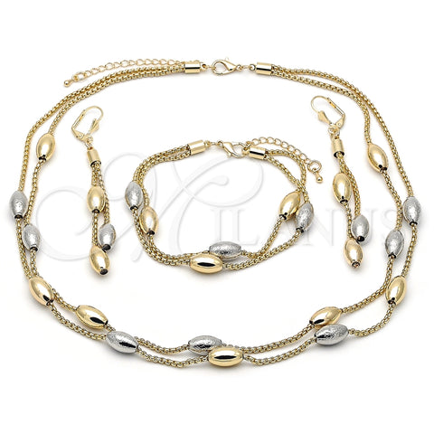 Collar, Pulsera y Dije 06.372.0072 Oro Laminado, Diseño de Box y Bola, Mate, Dos Tonos