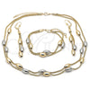 Collar, Pulsera y Dije 06.372.0072 Oro Laminado, Diseño de Box y Bola, Mate, Dos Tonos