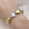 Pulsera Bolo Ajustable 03.341.0227.11 Oro Laminado, Diseño de Corazón y Bola, con Marfil Perla, Pulido, Dos Tonos (01 MM Thickness, 11 Inches Length)