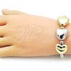 Pulsera Elegante 03.341.0228.07 Oro Laminado, Diseño de Corazón y Bola, Pulido, Dos Tonos (06 MM Thickness, 8 Inches Length)