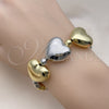 Pulsera Elegante 03.341.0228.07 Oro Laminado, Diseño de Corazón y Bola, Pulido, Dos Tonos (06 MM Thickness, 8 Inches Length)