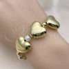 Pulsera Elegante 03.341.2281.07 Oro Laminado, Diseño de Corazón y Bola, con Marfil Perla, Pulido, Tono Dorado (06 MM Thickness, 7 Inches Length)