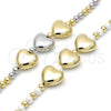 Pulsera Elegante 03.341.2281.07 Oro Laminado, Diseño de Corazón y Bola, con Marfil Perla, Pulido, Tono Dorado (06 MM Thickness, 7 Inches Length)