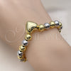 Pulsera Elegante 03.341.2282.1.07 Oro Laminado, Diseño de Corazón y Bola, Pulido, Dos Tonos (08 MM Thickness, 7 Inches Length)