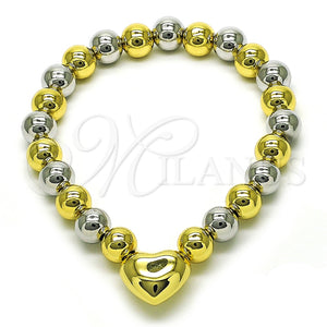 Pulsera Elegante 03.341.2282.1.07 Oro Laminado, Diseño de Corazón y Bola, Pulido, Dos Tonos (08 MM Thickness, 7 Inches Length)