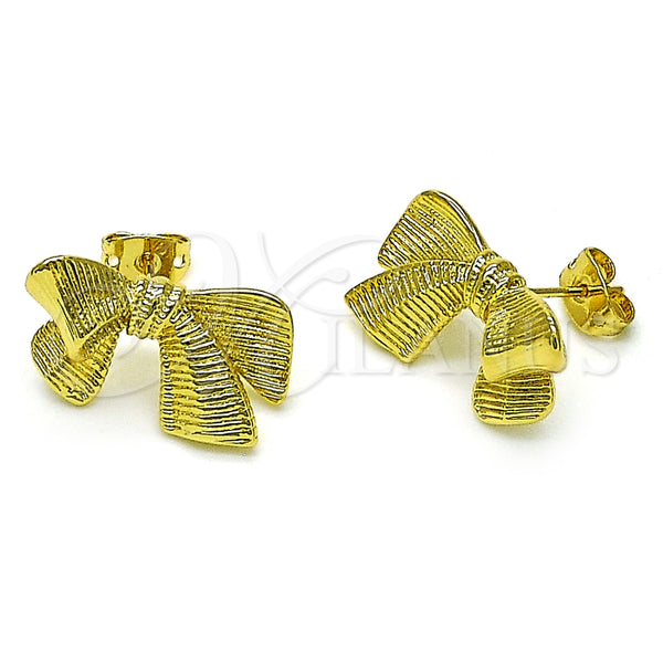 Arete Dormilona 02.341.0203 Oro Laminado, Diseño de Arco, Diamantado, Tono Dorado