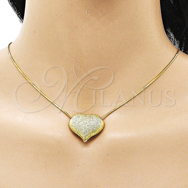 Collares con Dije 04.341.0124.18 Oro Laminado, Diseño de Corazón y Hueco, Mate, Tono Dorado (01 MM Thickness, 18 Inches Length)