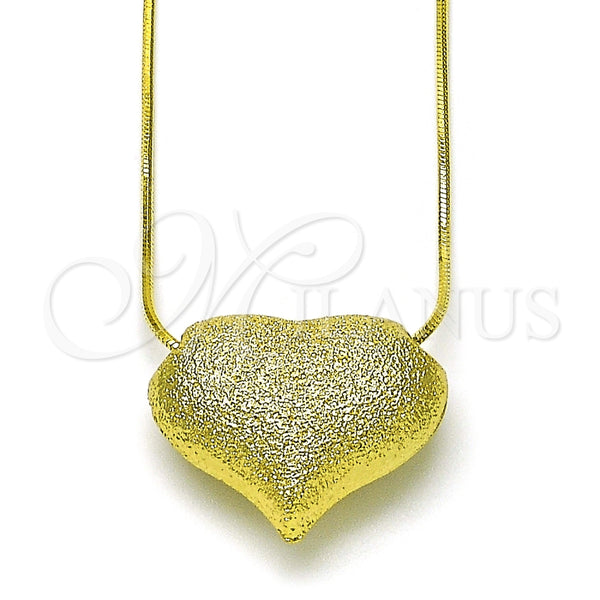Collares con Dije 04.341.0124.18 Oro Laminado, Diseño de Corazón y Hueco, Mate, Tono Dorado (01 MM Thickness, 18 Inches Length)