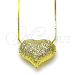 Collares con Dije 04.341.0124.18 Oro Laminado, Diseño de Corazón y Hueco, Mate, Tono Dorado (01 MM Thickness, 18 Inches Length)